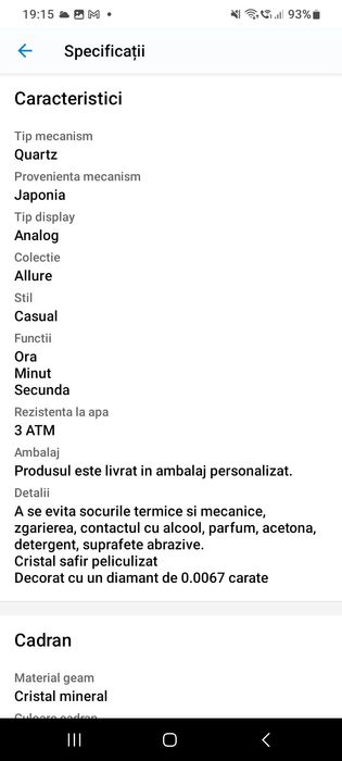 Isabella Ford - Ceas analog decorat cu un diamant,