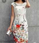 Rochie Zara albă cu flori conică midi