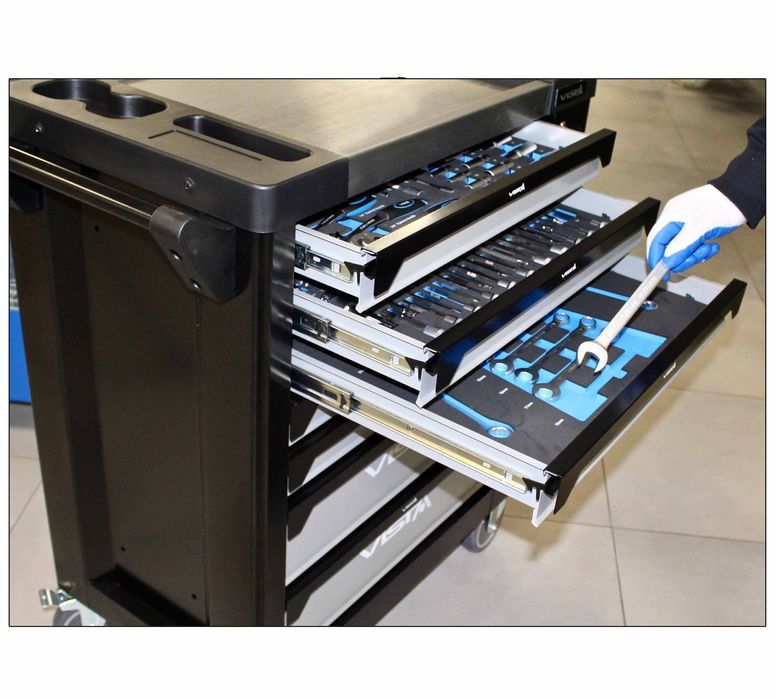 Dulap scule profesional echipat 7 sertare 6 module 257 piese asta pola