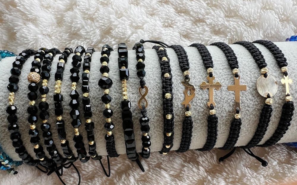 Bratari cu snur si bilute/pandantive aur 14k