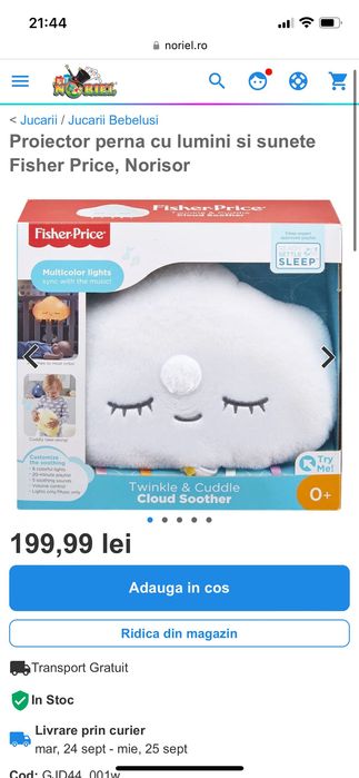 Proiector perna cu lumini si sunete Fisher Price, Norisor