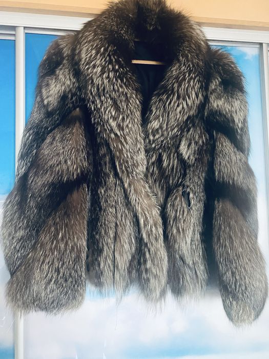 Haină de blană din vulpe argintie
