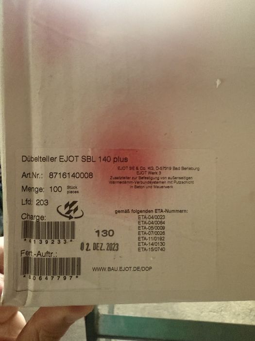 Dibluri vata bazaltica ejot h1 235mm si flanse 140mm