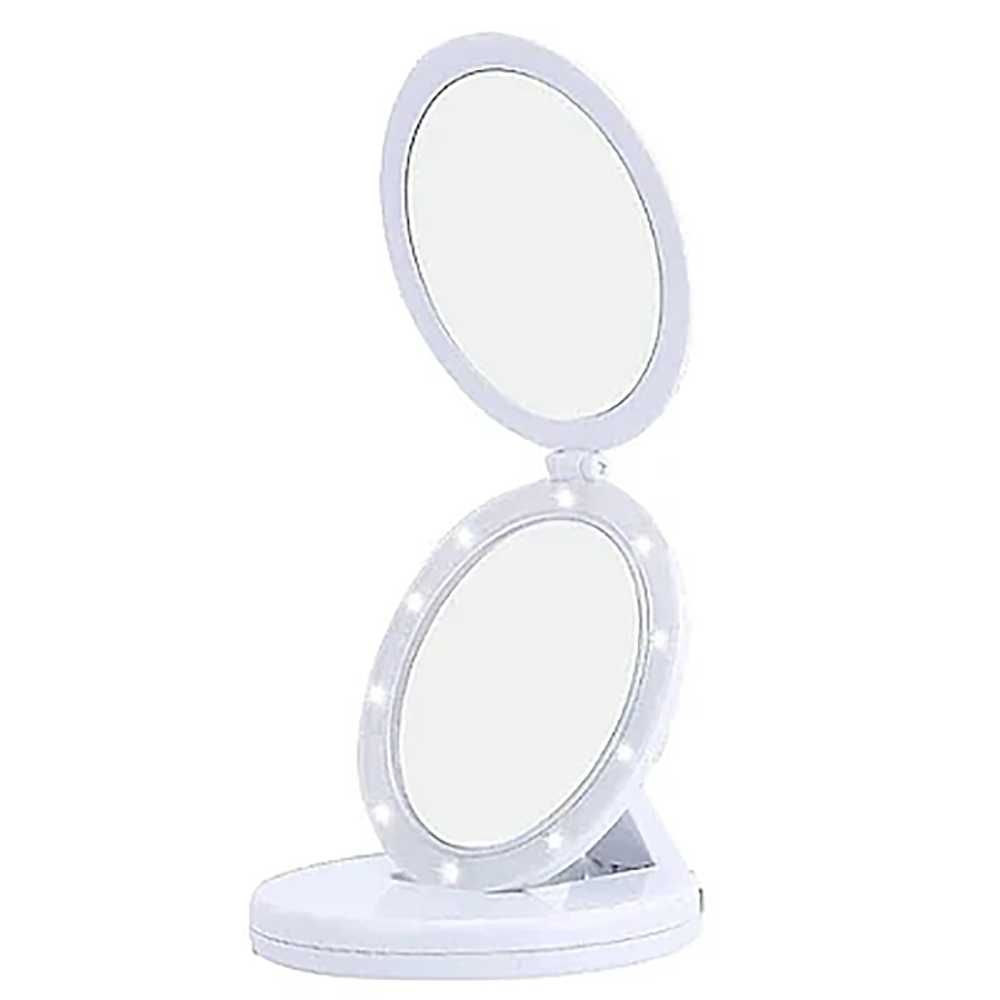 Oglinda cosmetica 2 in 1 pliabila led efect de lupa reincarcabila