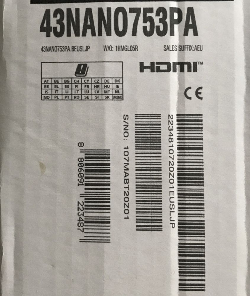 NanoCellTV, 43NANO75,Televizor LED/LG-Nanocell,-Diagonala 108cm, Nou,