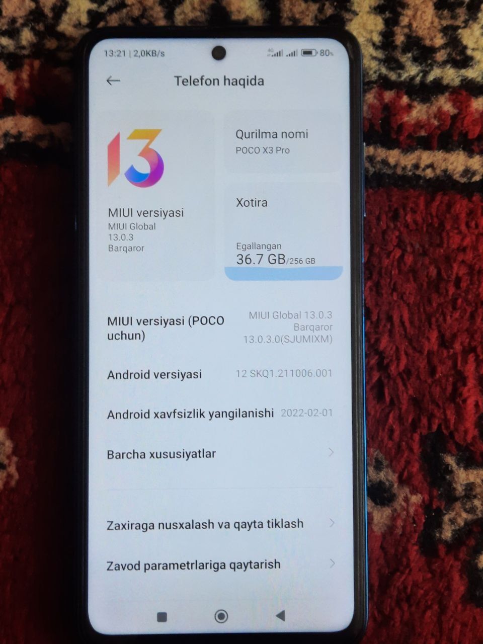 POCO X3 PRO 12/256GB satiladi