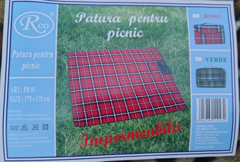 Pătură impermeabilă pentru picnic 175x135
