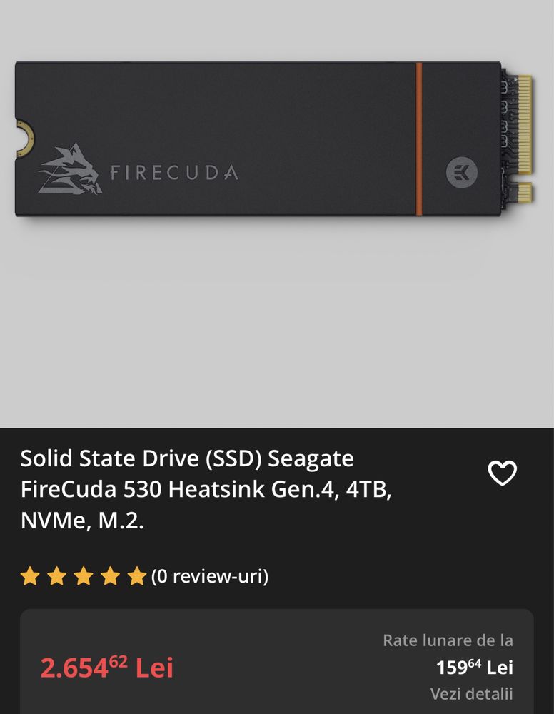 SSD Seagate FireCuda 530 4TB sigilat