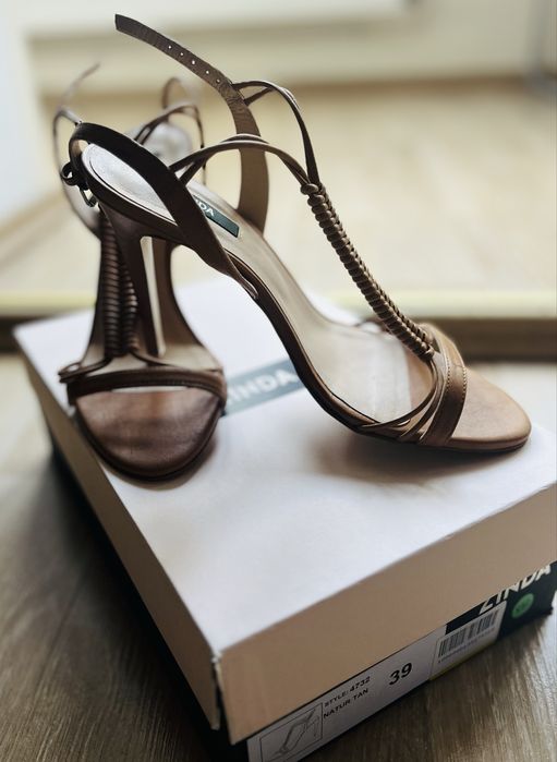 Sandale din piele naturala, culoare camel, marimea 39