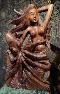 Sculptura din lemn masiv Art-Nouveau de dimensiuni mari piesa cu o luc
