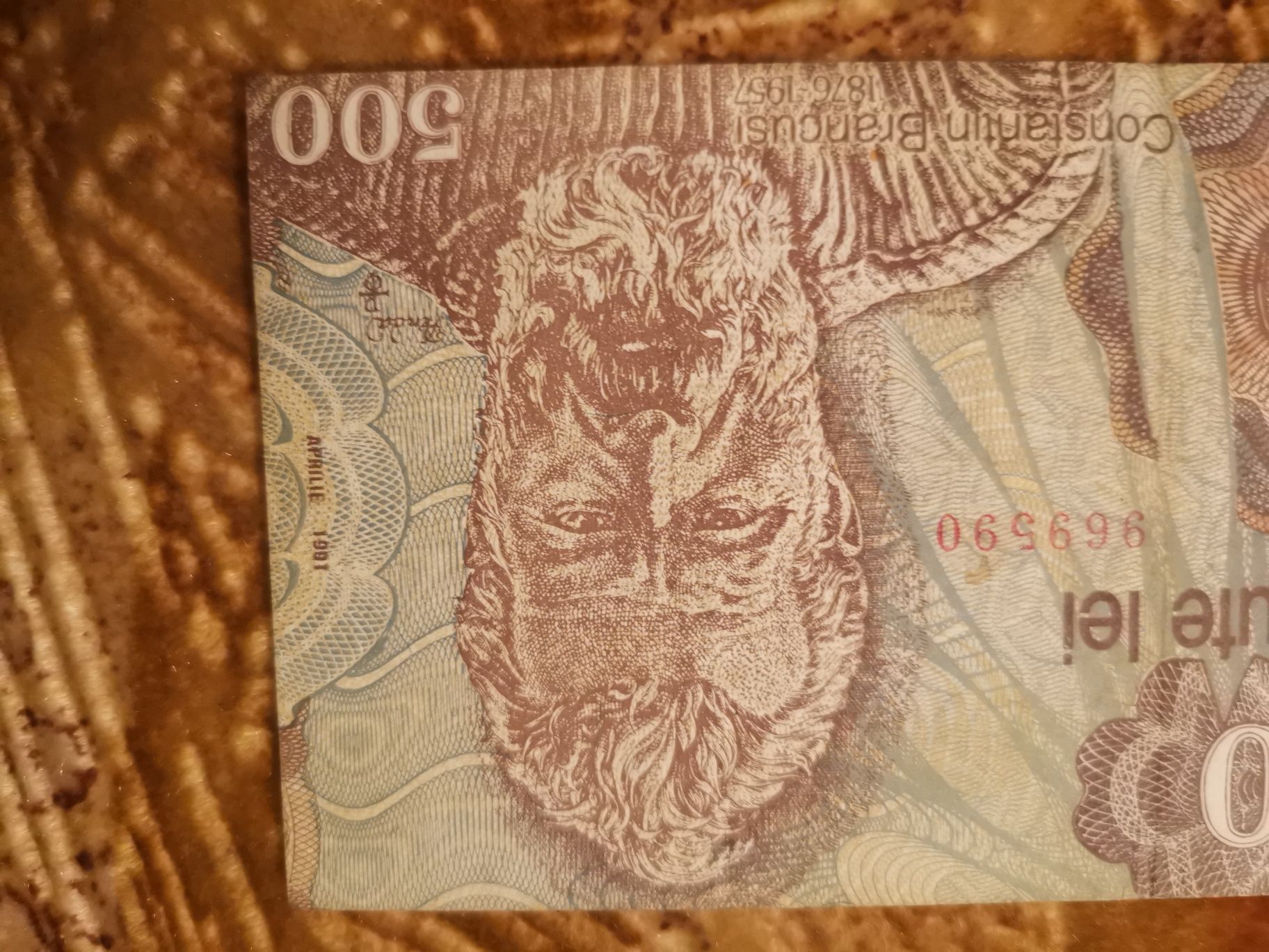 Vând bacnota de 500 lei din anul 1991 cu Brâncuși