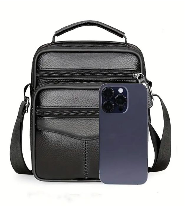 -10%Промоция• Мъжки елегантни и стилни ретро чантички/Черна ест. кожа!