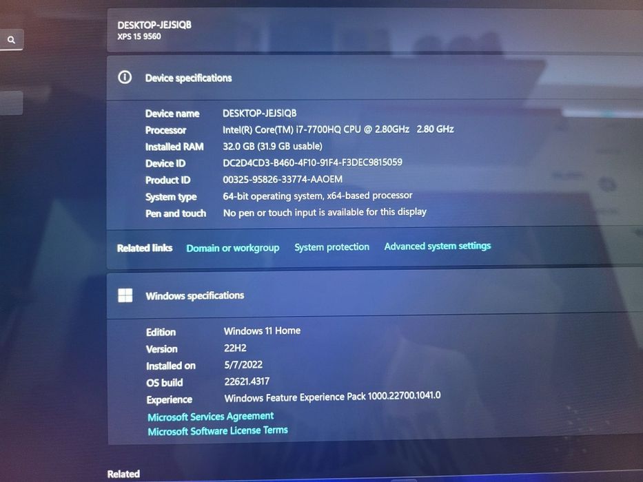 Laptop Dell XPS 15 9560