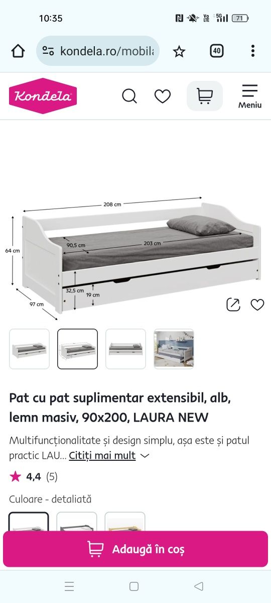 Vând pat sandwich / dublu pentru copii, 90 cm lățime X2,  2 m lungime