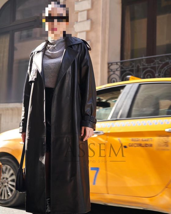Кожаная куртка тренч Prada