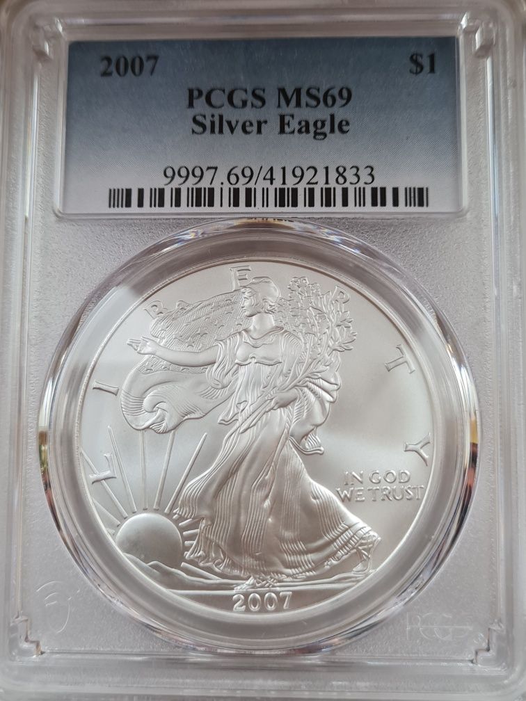 PCGS MS 69 Silver 999 . 1 oz 2002.г03.г04.г07.г09  год