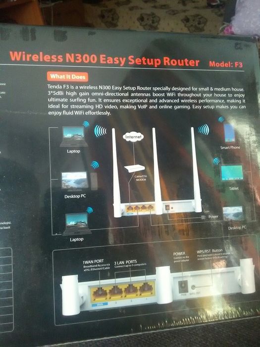 Wireless Tenda cu 3 antene sigilat