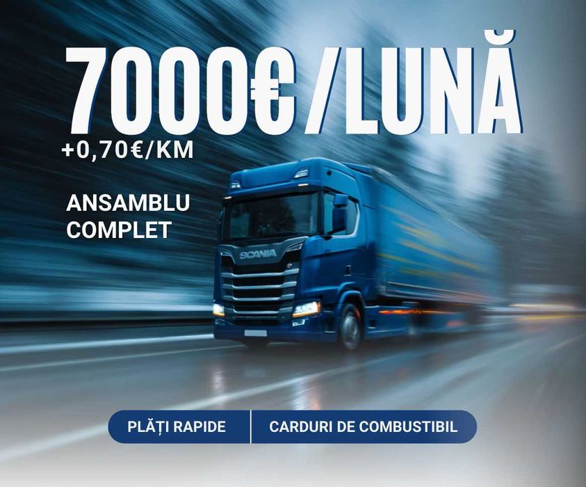 Colaborare transport-căutăm parteneri transport 7000€ fix + 0,70€/km