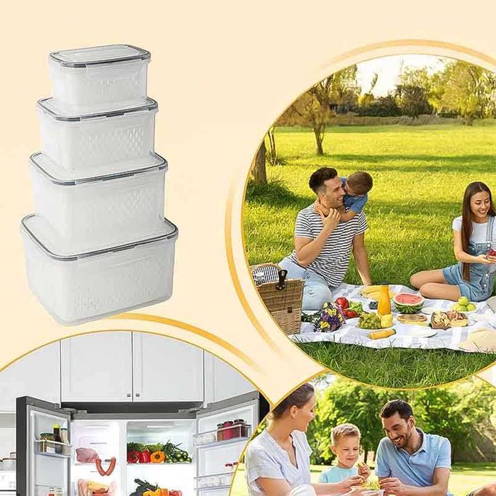 Кухненски кутии за храна с кошница и уплътнение, 4 броя в комплект