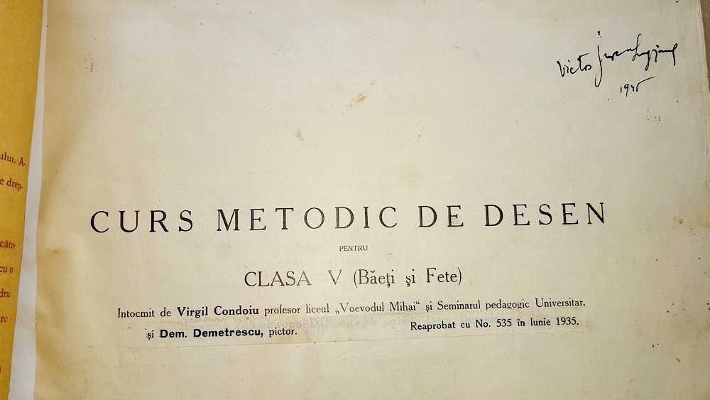 F285-I-Curs Metodic de Desen vechi 1935-Manual scolar-semnat 1945