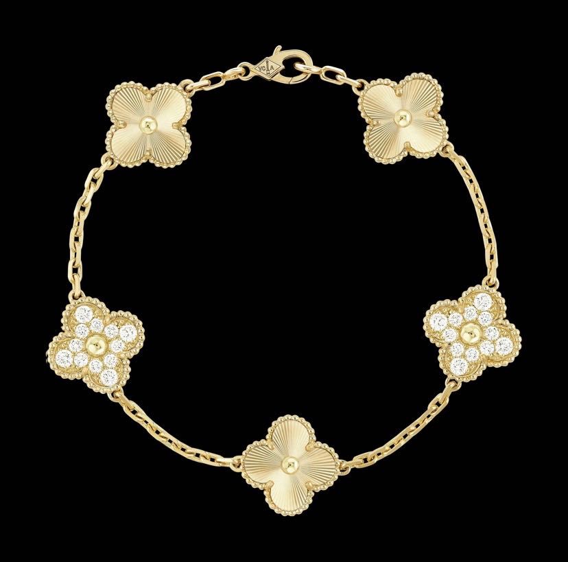 Дамска гривна Van Cleef & Arpels VCA 5 Gold Diamond Vintage Alhambra