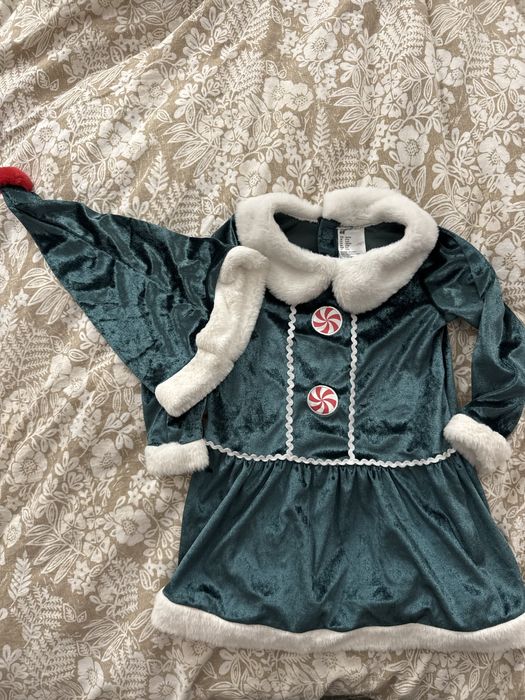 Rochita elf/ spiridus serbare craciun catifea