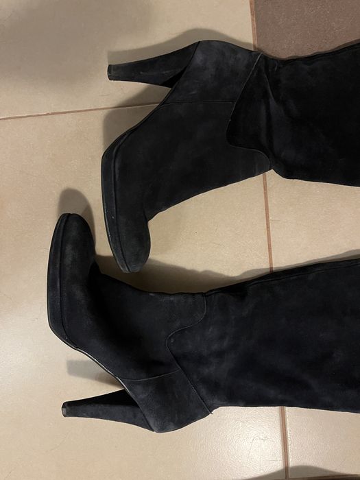 Ботуши от естествен велур тъмно сини и кафяви, номер 39