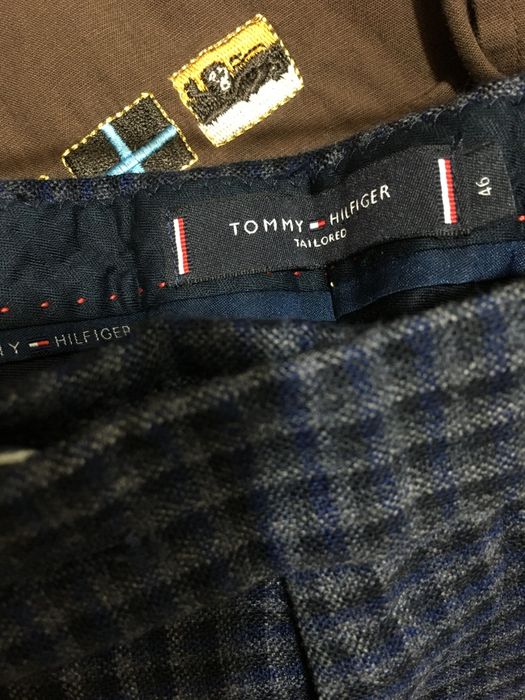 Вълнен кариран Tomy Hilfiger панталон тъмносин , 46