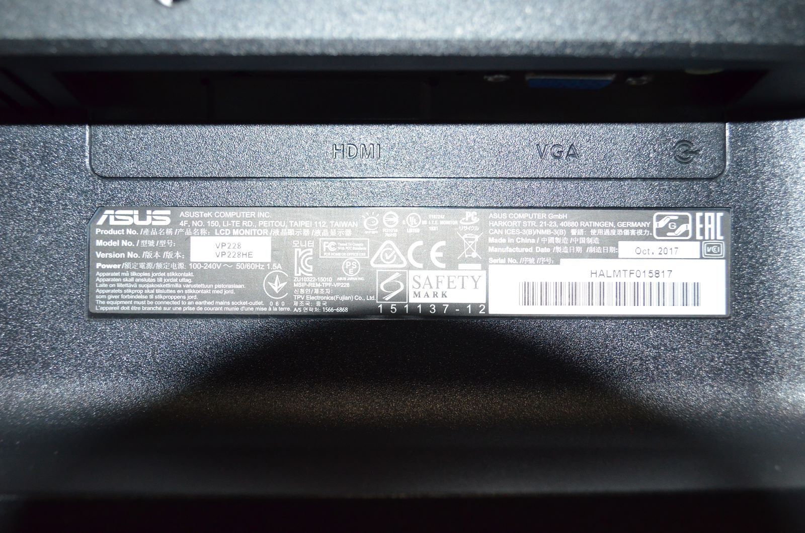 Monitor Asus VP228He, 21.5