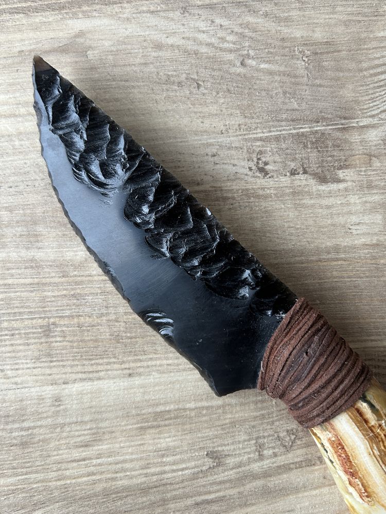 Handmade обсидиан нож с оникс