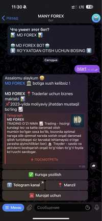 Kurslarga yozilish uchun Telegram Bot 50$ dan