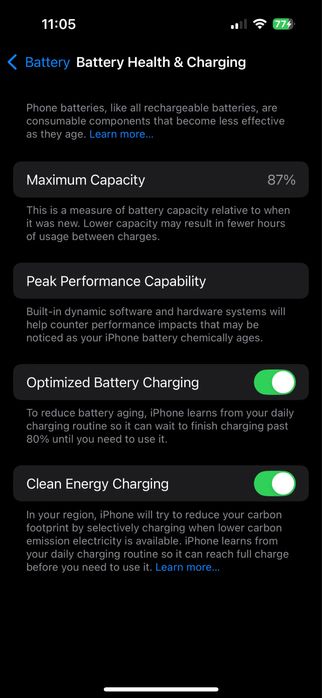 iPhone 14 pro 87% kar dok bor