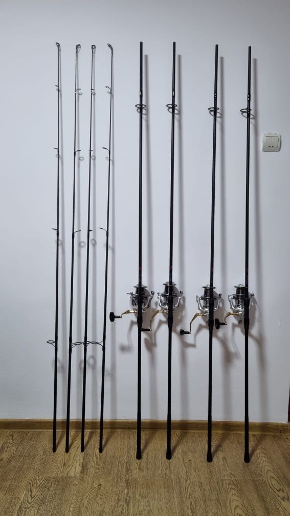 Set 4 Lansete FL Ultra Team 3.90m 3.75lbs 2seg + 4 Mulinete WIND BLADE