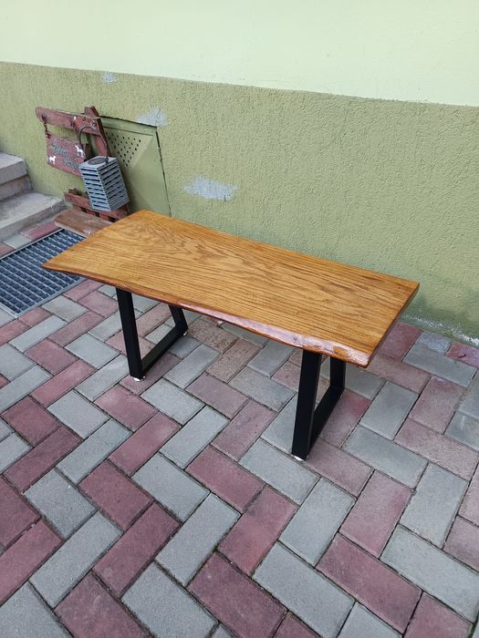 Masa cafea stejar cu picioare metalice reglabile