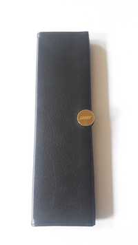 калъф за химикалка антика, Лами Lamy, естествена кожа и позлатен копче