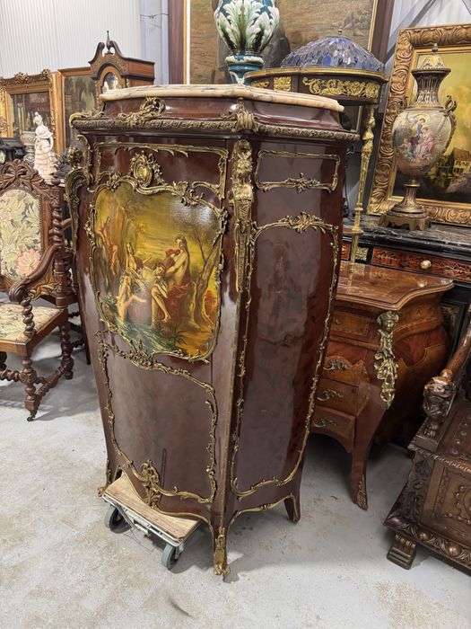 Bar Louis XV - pictură manuală, ornamente bronz, blat de marmură