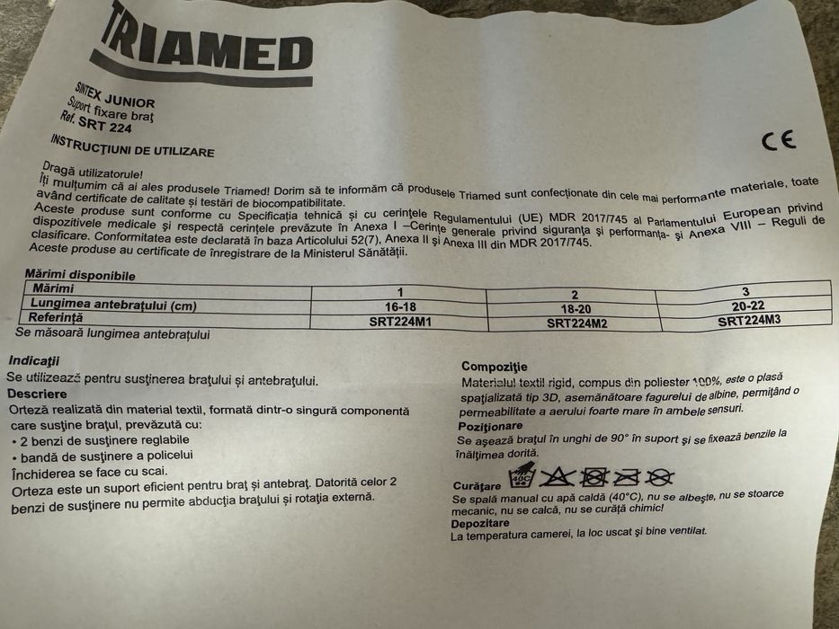 Orteză antebraț Triamed, copii