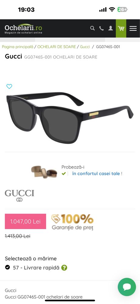 Ochelari de soare Gucci 2024 băieți autentici