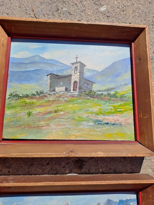 tablou pictura pe carton gros 26/22 cm semnat rolf schey 1949