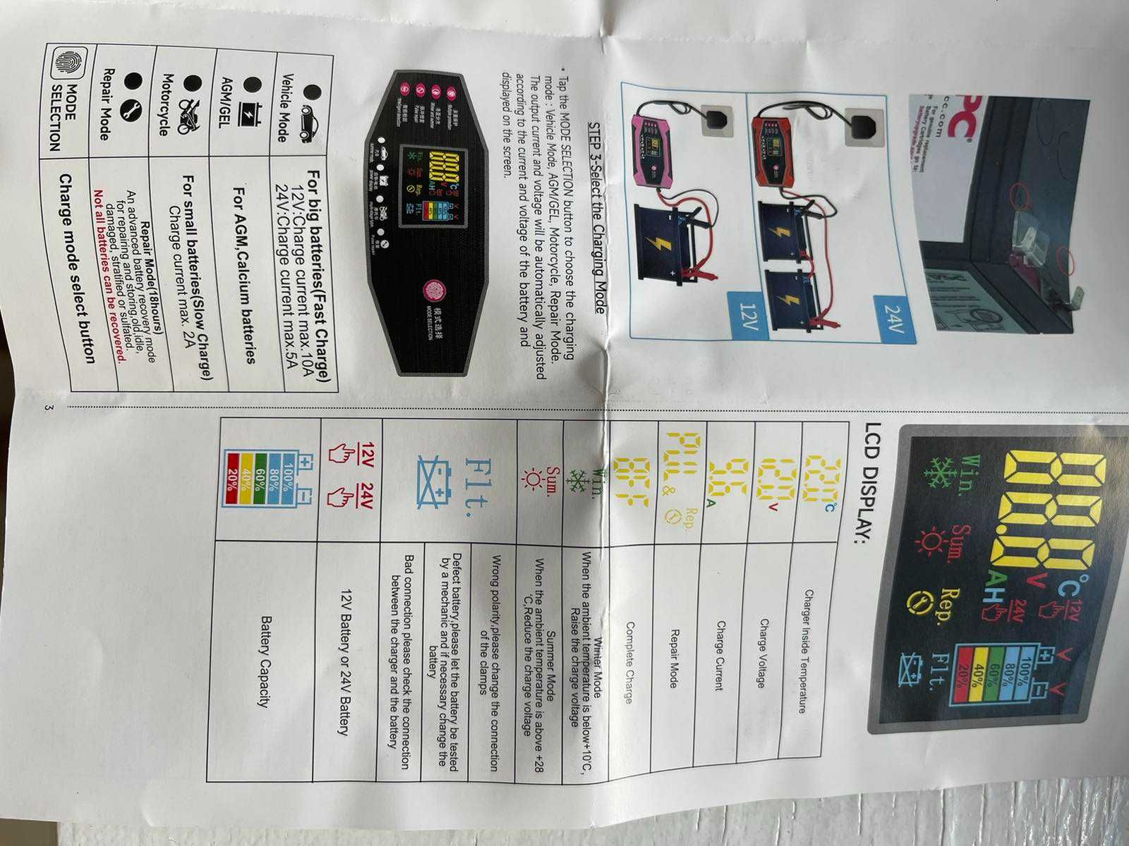 SMART зарядно за акумулатор 12V 10A & 24V батерия КОЛА и КАМИОН. СМАРТ