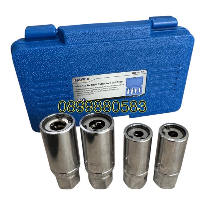 Екстрактори за шпилки 4ч, 6-12mm, шпилковадачи 1/2", HAWEK , HW-1102
