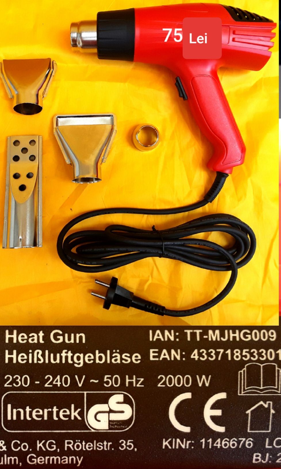 Pistol cu aer cald 2000 W GERMANIA NOU - 75 Lei