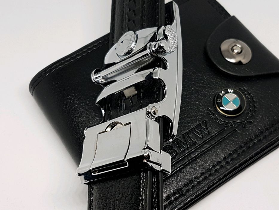 мъжки портфейл+колан луксозен комплект бмв мерцедес ауди