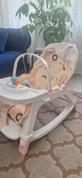 Balansoar multifuncțional 4 in 1 spătar reglabil, măsuță retractabilă