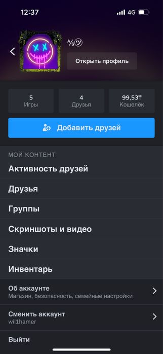 Стим акаунт пример открыта
