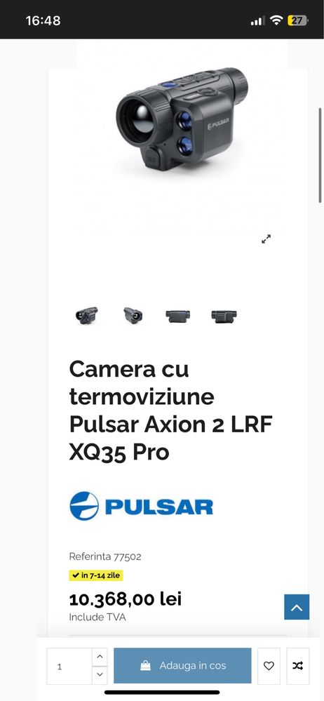 Camera cu termoviziune Pulsar Axion 2 LRF XQ35 Pro