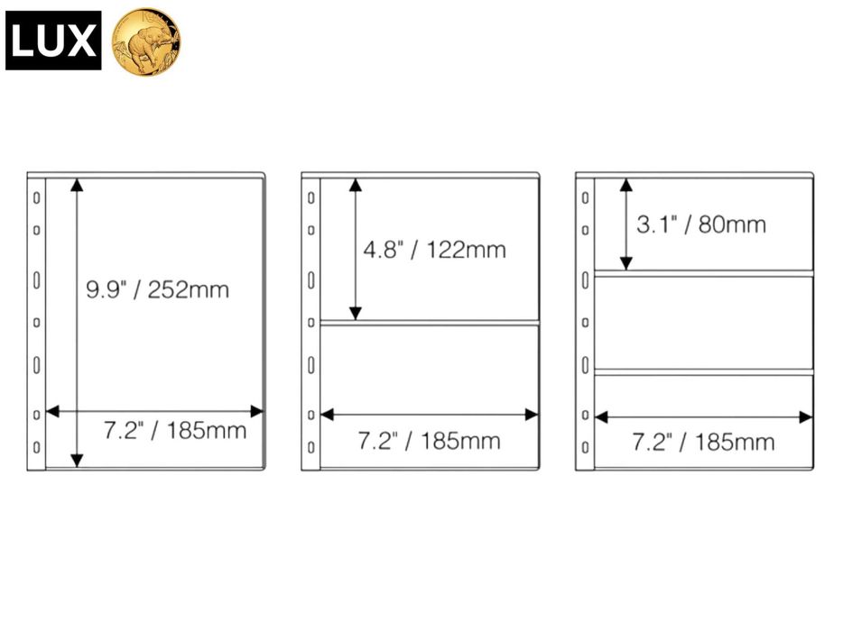 Листа LUX за банкноти , пощ. картички и FDC пликове - OPTIMA стандарт!