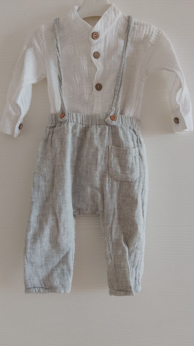 Set muselina 74 cămașă tip body muselina +pantaloni Zara de muselina