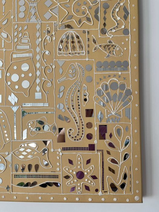 Tablou marin handmade cu oglinzi – decor elegant