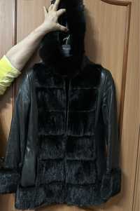 Пуховик, Натуральная кожанная куртка с норкой